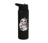 Kawaii Seal with Latte Cup Cute Coffee Lover Stainless Steel Insulated Water Bottle