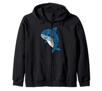 Kawaii Shark Cute Cartoon Sea Animal Illustration Zip Hoodie