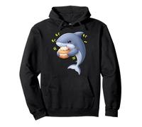 Kawaii Shark Ocean Fish Munching Happily Pullover Hoodie