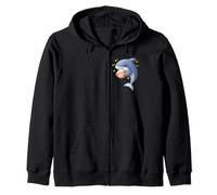 Kawaii Shark Ocean Fish Munching Happily Zip Hoodie