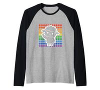 Kawaii Sheep Peace Sign Rainbow Dots Cute Animal Raglan Baseball Tee