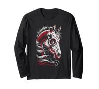 Kawaii Skeleton Horse Riding Horseback Mom Rider Day of Dead Long Sleeve T-Shirt