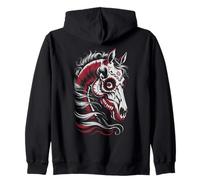 Kawaii Skeleton HORSE Riding Horseback Mom Rider Day of Dead Zip Hoodie