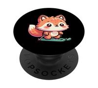 Kawaii Ski Fox Mascot Cute Winter Skiing Snow Fun PopSockets Adhesive PopGrip