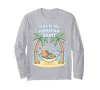 Kawaii Sleeping Capybara Hawaiian Aloha Hammock Beach Summer Long Sleeve T-Shirt