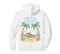 Kawaii Sleeping Capybara Hawaiian Aloha Hammock Beach Summer Pullover Hoodie