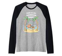 Kawaii Sleeping Capybara Hawaiian Aloha Hammock Beach Summer Raglan Baseball Tee
