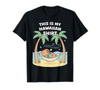 Kawaii Sleeping Capybara Hawaiian Aloha Hammock Beach Summer T-Shirt