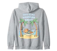 Kawaii Sleeping Capybara Hawaiian Aloha Hammock Beach Summer Zip Hoodie