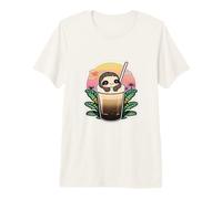Kawaii Sloth Bubble Tea Tropical Sunset Boba Drink Premium T-Shirt