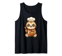 Kawaii Sloth Chef Baking Bowl Adorable Anime Animal Cook Tank Top