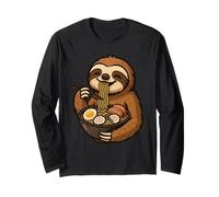 Kawaii Sloth Eating Ramen Noodles Long Sleeve T-Shirt
