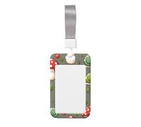 Kawaii-Snails-Mushrooms Abs Vertical Id Badge Holder, Name Badge with Clear Scanning Film