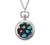 Kawaii Snails Vintage Pocket Watch Alloy Pendant Watches Necklace Gift for Men Women Silver-Style