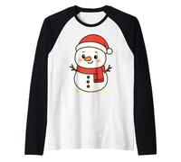 Kawaii Snowman Winter Holiday Character Raglan Baseball Tee