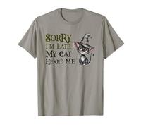 Kawaii Sorry Late My Cat Witch Hexed ME Witchy Lady Witches T-Shirt