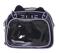 Kawaii-Story LB-6164-3 Cat Ears Angel Wings Transparent Compartment for Decorating Women's 2-in-1 Backpack Shoulder Bag 27 x 24 x 10 cm PU Black Purple