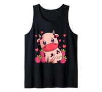 Kawaii Strawberry Milk Cow Farmers Cute Pink Cow Tank Top