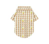 kawaii-style Capybaras Lemon Fruit Beige Pattern Summer Dog Shirts Collared Polo T-Shirts Button Up Breathable Cool Pet Summer T-Shirts Puppy Clothes Perfect for Everyday Wear, and Photoshoots 2XL