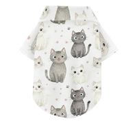 kawaii-style Kitten Cat Face Gray White Group Summer Dog Shirt Button Up Soft, Lightweight, and Breathable Pet Shirts Doggy Sweatshirt Puppy Kitten Perfect for Everyday Wear, and Photoshoots