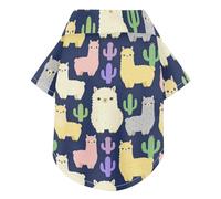 kawaii-style Llama Alpaca Cactus Navy Blue Pattern Summer Dog Shirt Vest Button Up Breathable Cool Pet Outfits Apparel Tops Doggy Sweatshirt Puppy Kitten Perfect for Everyday Wear, and Photoshoots