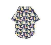 kawaii-style Llama Alpaca Cactus Navy Blue Pattern Summer Dog Shirt Vest Button Up Lightweight and Breathable Pet Shirts Doggy Sweatshirt Puppy Kitten Perfect for Everyday Wear, and Photoshoots 4XL
