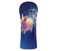 Kawaii-Style Pet Pig Starry Night Blue Golf Club Head Cover Set Headcovers with Number Tags for Driver & Fairway Woods