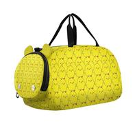 Kawaii-Style Yellow Duck Cartoon Kids Cute Gym Bag with Shoes Compartment Multifunctional Weekender Overnight Range Bag for Travel, Swimming, Dance, Ballet