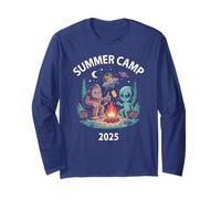 Kawaii Summer Camp 2025 Alien Bigfoot Camping Squad Campfire Long Sleeve T-Shirt
