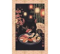 Kawaii Sushi Cat Notebook: Japanese Aesthetic...: Retro Anime Style Lined Journal