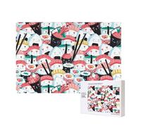 Kawaii Sushi Crowd,300 Pieces Wooden Jigsaw Family Game Jigsaw Puzzles for Adults Teens Home Decor
