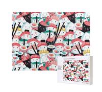 Kawaii Sushi Crowd,500 Pieces Wooden Jigsaw Family Game Jigsaw Puzzles for Adults Teens Home Decor