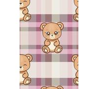 Kawaii Teddy Bear Journal - Hand-Drawn Pink Plaid Notebook, 100 Lined Pages for Writing, Doodling, & Notes