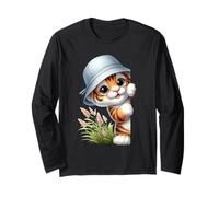 Kawaii Tiger Cub Peeking Bucket Hat Animal Long Sleeve T-Shirt