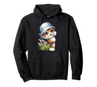 Kawaii Tiger Cub Peeking Bucket Hat Animal Pullover Hoodie