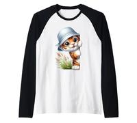 Kawaii Tiger Cub Peeking Bucket Hat Animal Raglan Baseball Tee