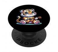 Kawaii Tiger Cub Playing Guitar Cute Animal Music PopSockets Adhesive PopGrip