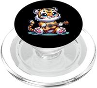 Kawaii Tiger Cub Playing Guitar Cute Animal Music PopSockets PopGrip for MagSafe