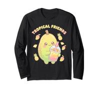Kawaii Tropical Friends Durian Bubble Tea Drink Long Sleeve T-Shirt