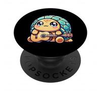 Kawaii Turtle Playing Acoustic Guitar Cute Ocean Music PopSockets Adhesive PopGrip
