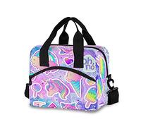 Kawaii Unicorn Cute Sweets Rainbow Lunch Bag for Kids Insulated Cooler Lunch Box Large Capacity Lunch Organizer for Boys Girls