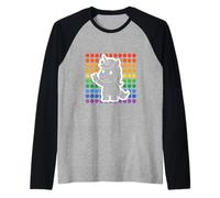 Kawaii Unicorn Peace Sign Rainbow Dots Cute Animal Raglan Baseball Tee