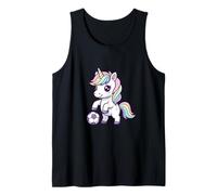 Kawaii Unicorn Playing Soccer Rainbow Magic Tank Top