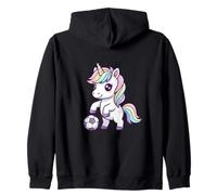 Kawaii Unicorn Playing Soccer Rainbow Magic Zip Hoodie