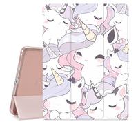 Kawaii Unicorn Printed Case for iPad Air 6th Generation 11" M2 2024/iPad Air 5th 2022/4th 2020 Generation 10.9" Protective Case for Girls Boys,Pencil Holder & Clear Back & Trifold Cover for Women