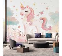Kawaii Unicorn Wallpaper, Kids Animal Wallpaper for Living Room, Bedroom, Non-Woven Decor Wall Paper, Photo Mural Dining Room, Hallway, Lounge, 100 X 70 cm OBE16