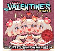 Kawaii Valentine's Day - Cute Coloring Book for Girls: 50 Bold and Easy Valentines Day Illustrations of Friends, Hearts, Love Letters and Cute Girls for Adult Women and Teenage Girls