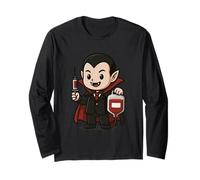 Kawaii Vampire Phlebotomy Joke Blood Draw Nurse Phlebotomist Long Sleeve T-Shirt
