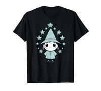 Kawaii Witch Girl Surrounded by Pastel Magic Stars T-Shirt