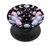 Kawaii Witchy Cat and Celestial Crystals PopSockets Swappable PopGrip